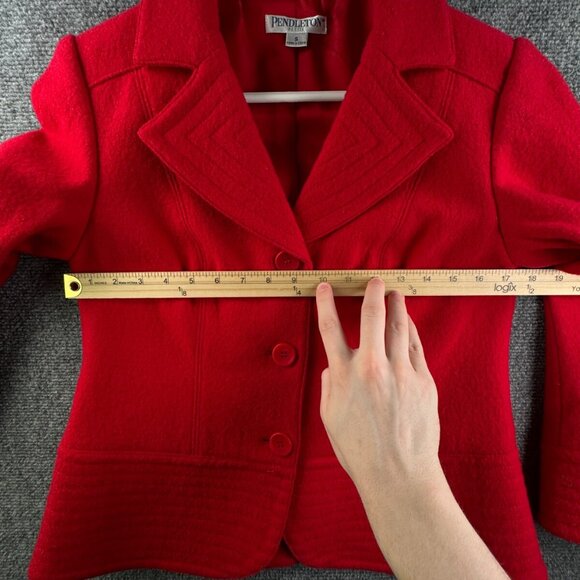 Pendleton Petite Women Blazer Small Red Wool Business Work 3 Button Adult - Picture 4 of 15